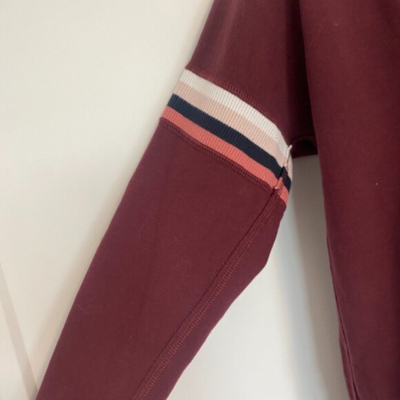 Abercrombie Fitch Pullover Hoodie Sweater Striped Maroon Size XL - Picture 3 of 8
